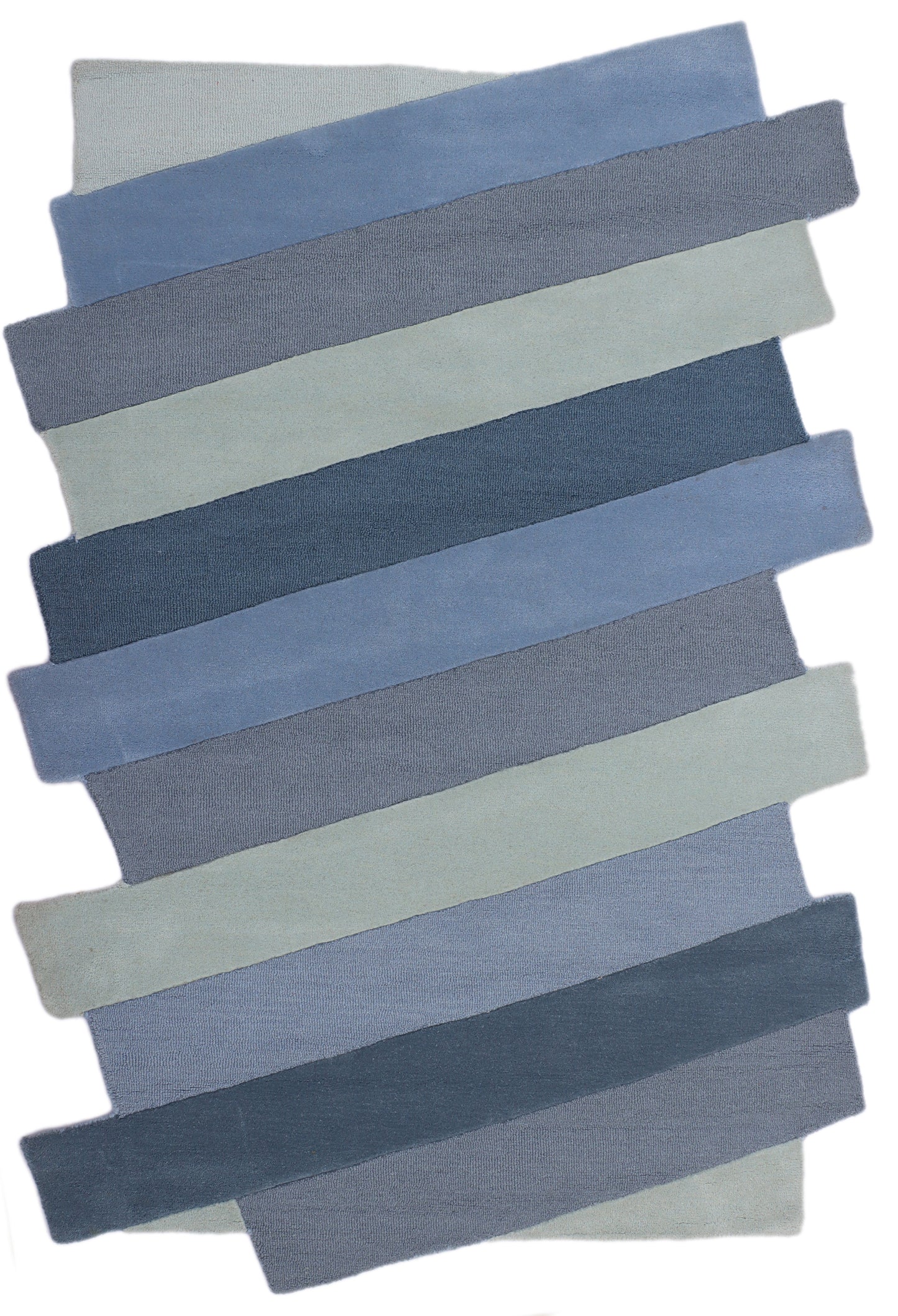 Blue & Silver Grey Hand Tufted Wool Rug - 5'x8'