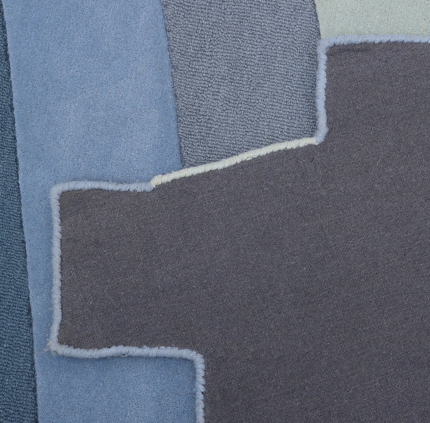 Blue & Silver Grey Hand Tufted Wool Rug - 5'x8'