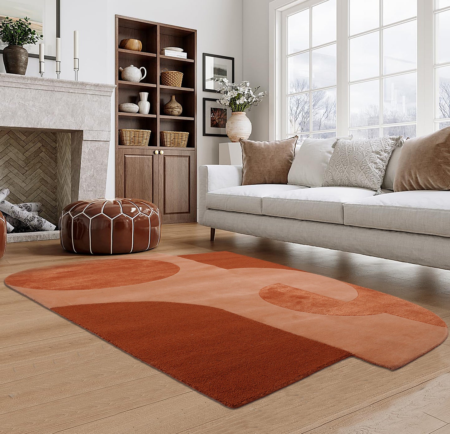 Rustic Brown Hand Tufted Wool Viscose Rug - 5'x8'
