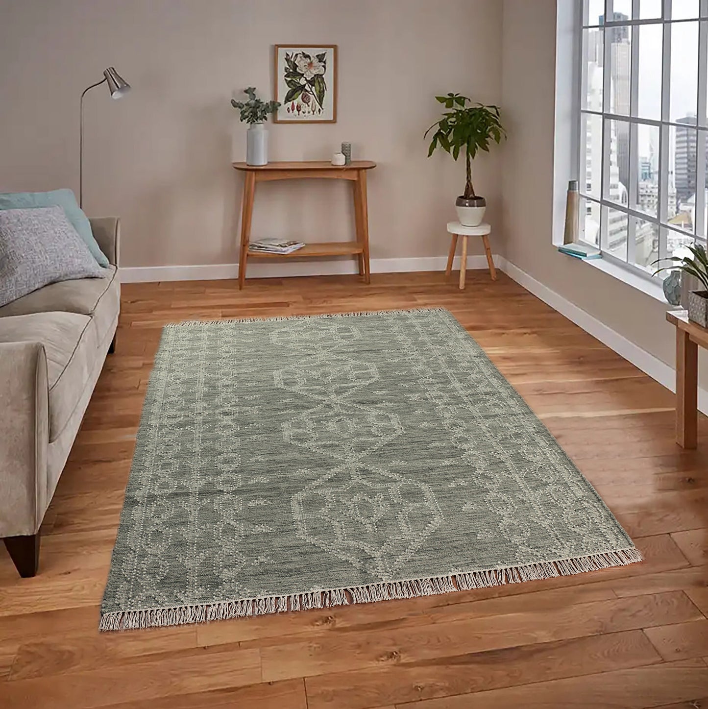 Pistachio Green Hand Woven Rug - 5'x8'