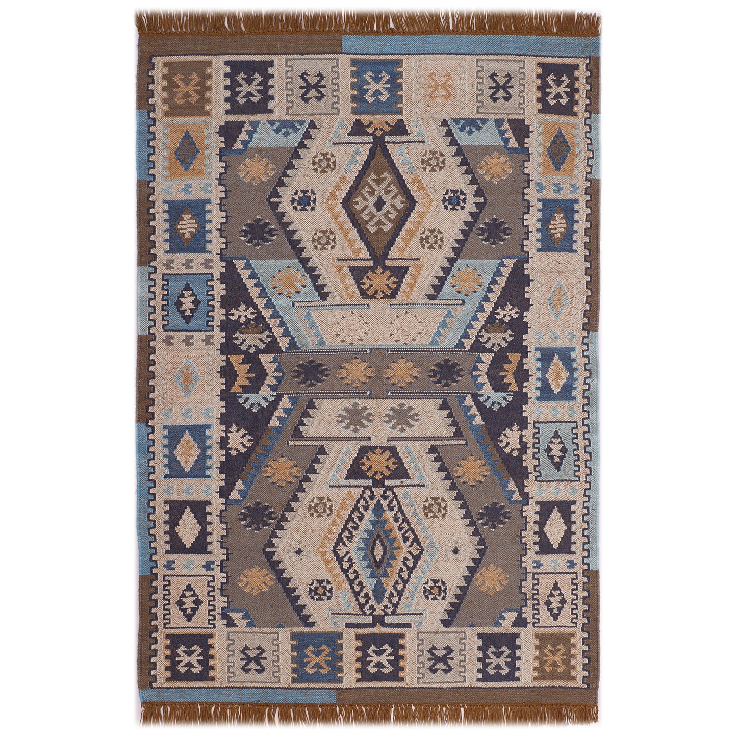 Multicolor Hand Woven PET Punja Kilim - 4'x6'