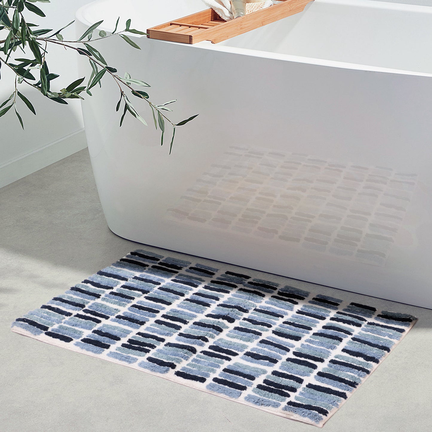 Blue Cotton Bath Mat