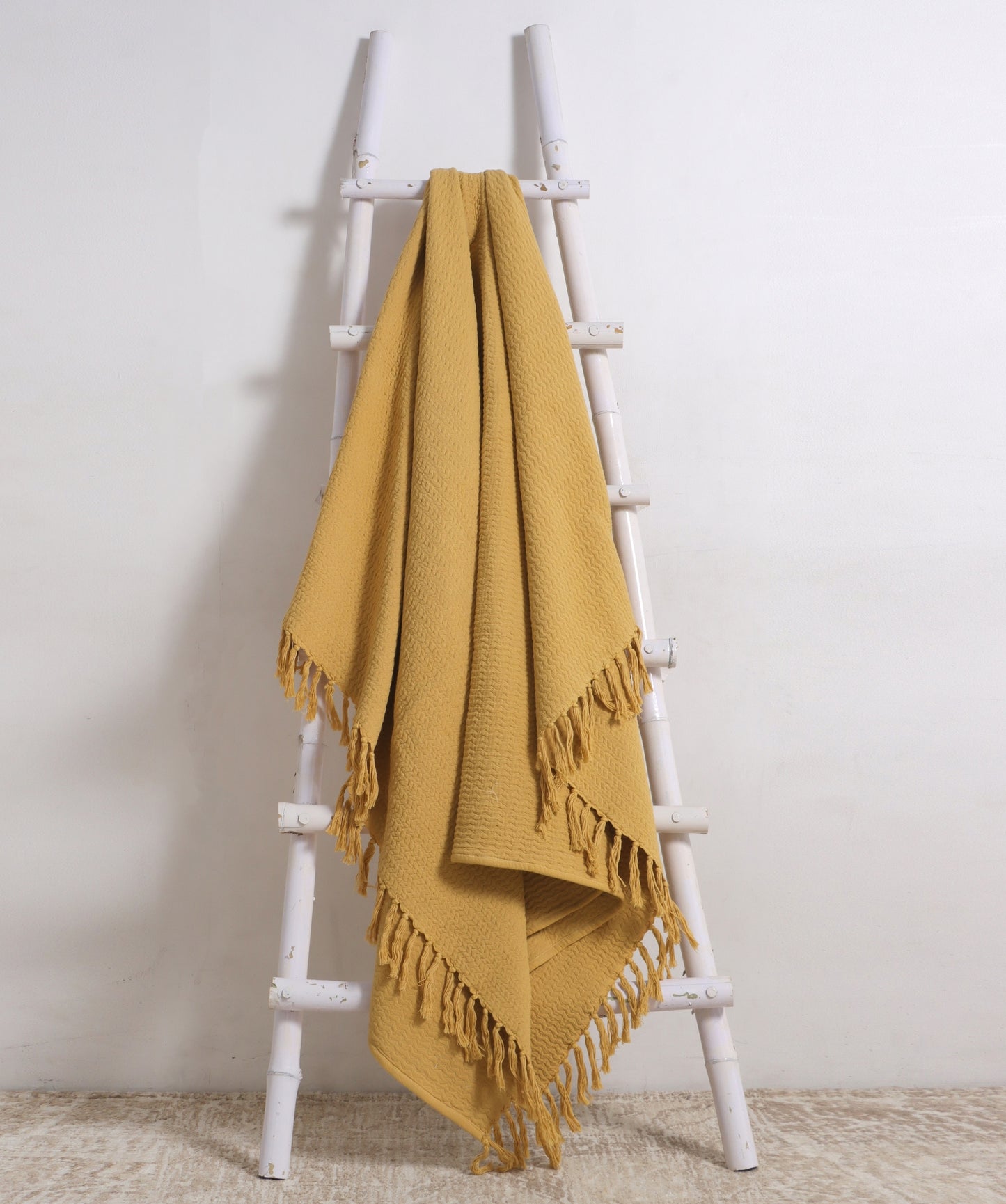 Yellow Cotton Jacquard Throw