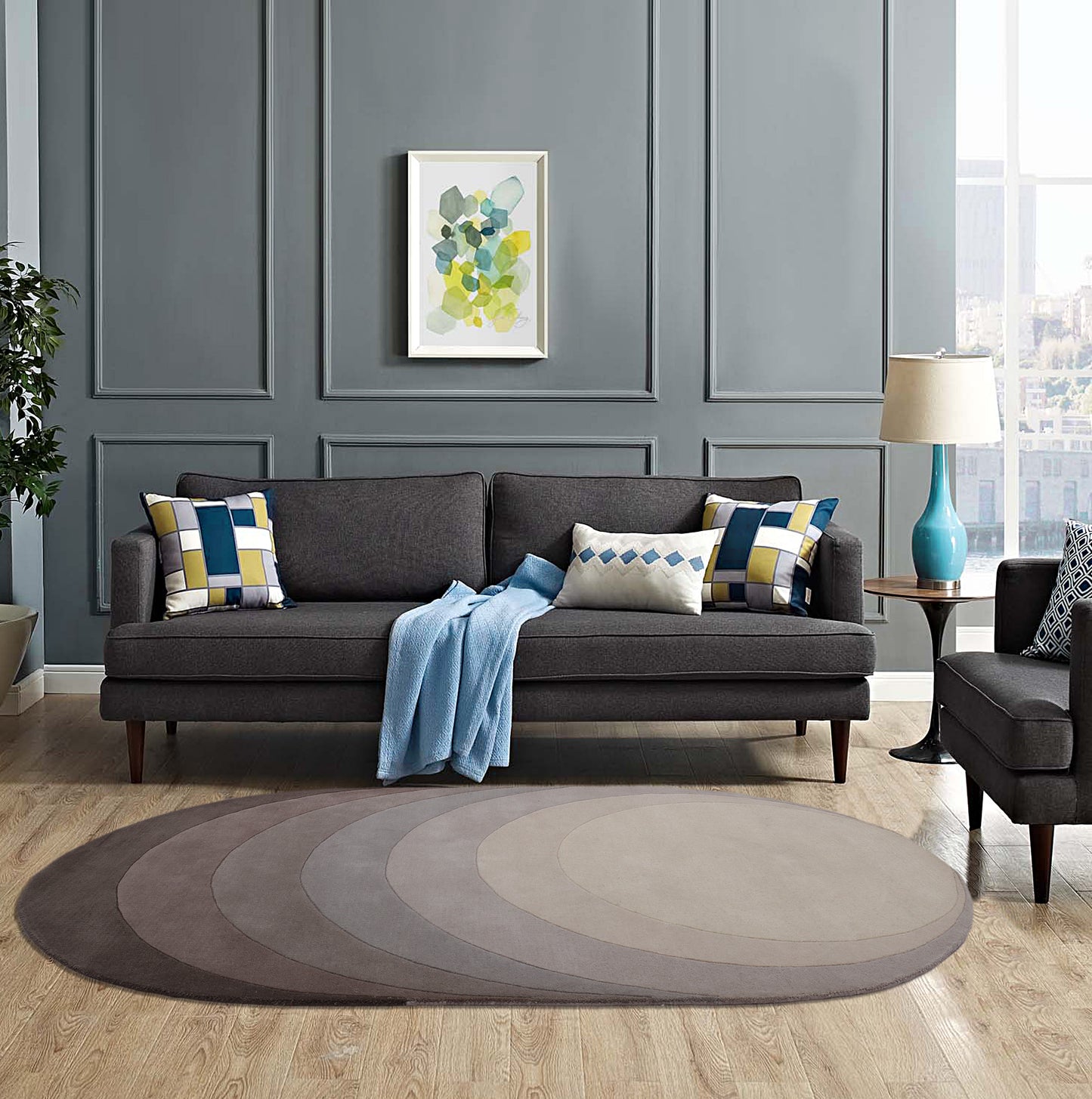 Grey Ombre Hand Tufted Wool Rug - 5'x8'