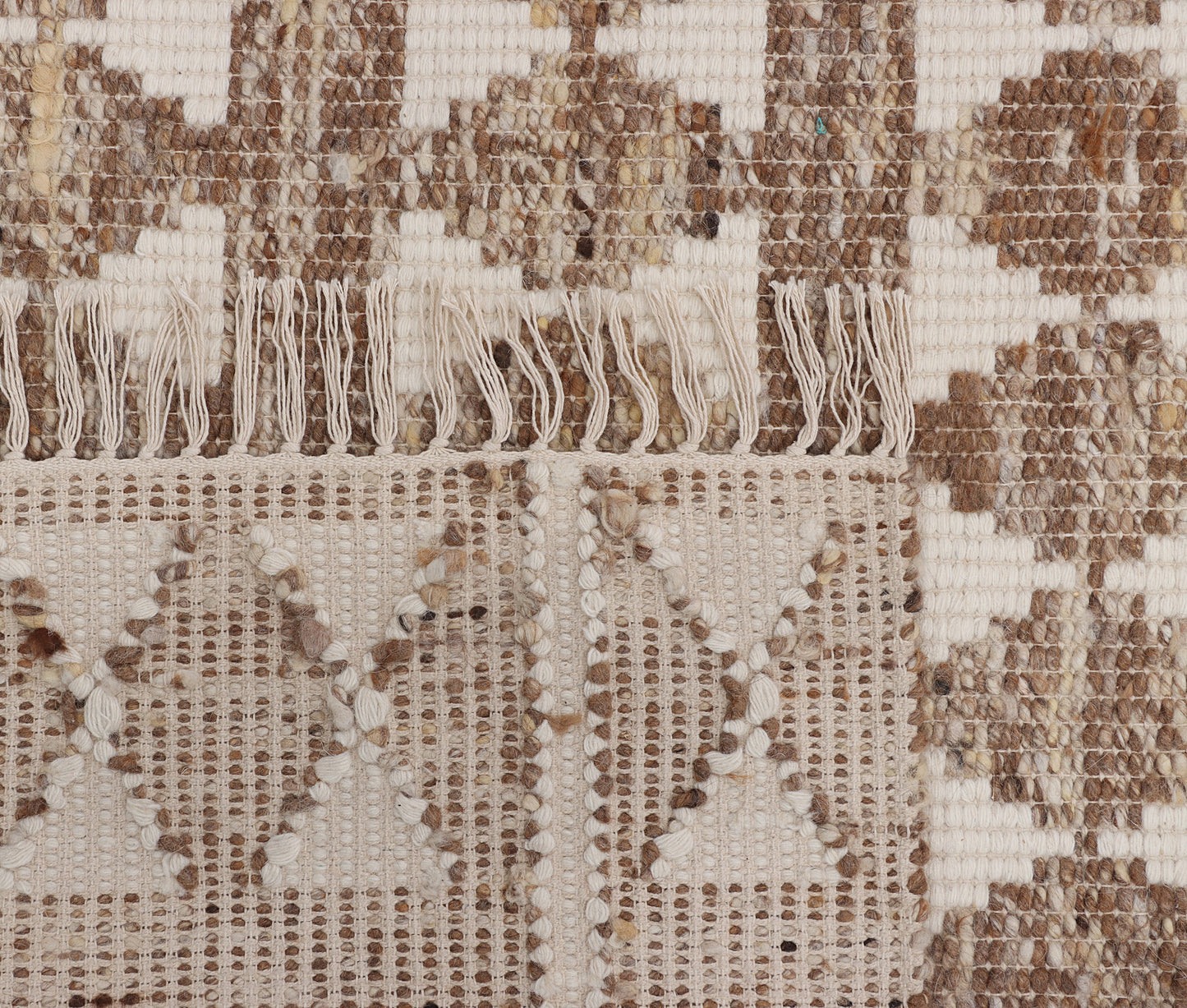 Pastel Brown & Ivory Hand Woven Pitloom Rug - 5'x8'
