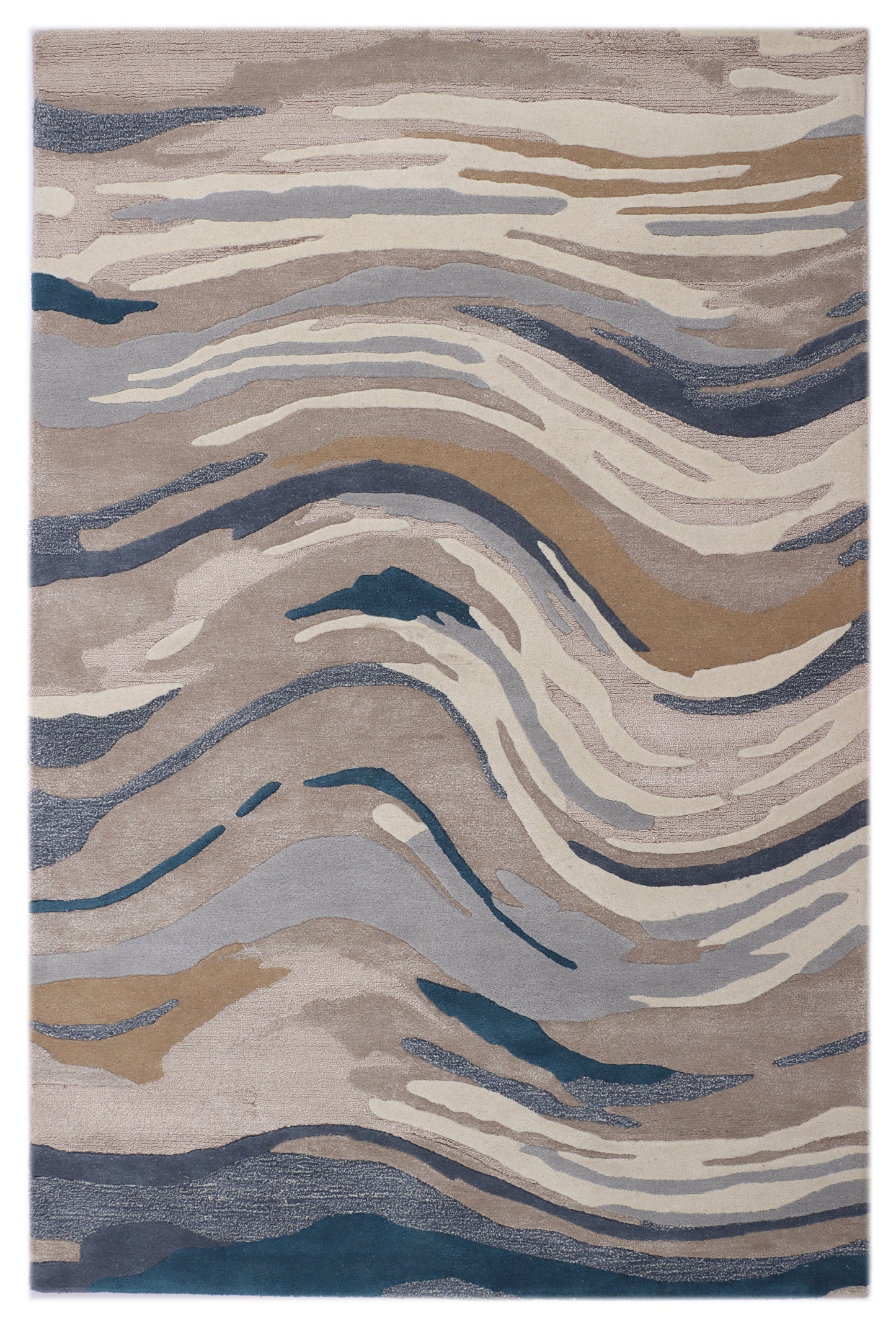Abstract Multicolor Hand Tufted Wool Viscose Rug - 5'x8'
