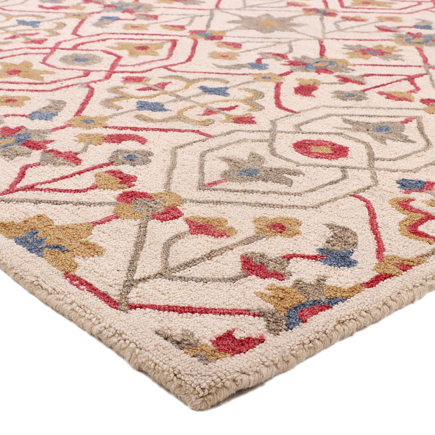 Red & Antique Gold Habd Tufted Carpet 5'X8'