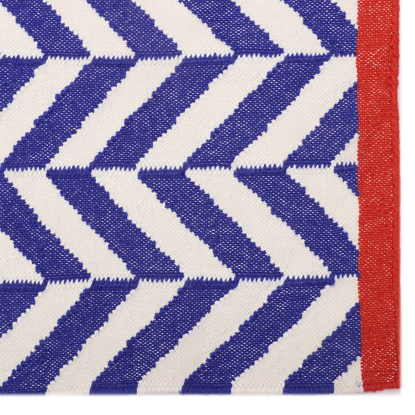 Blue & White Hand Woven Wool Kilim - 5'x6'.5"