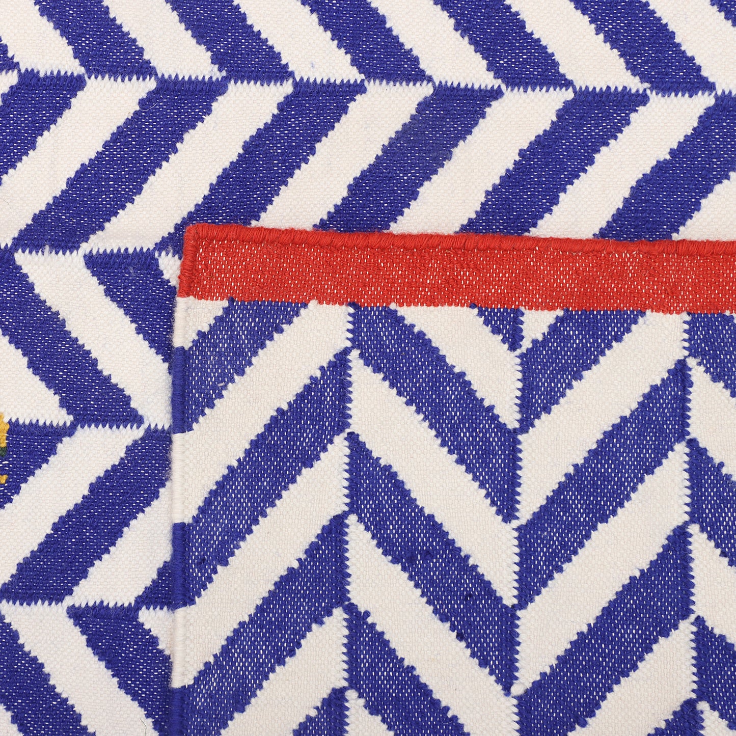 Blue & White Hand Woven Wool Kilim - 5'x6'.5"