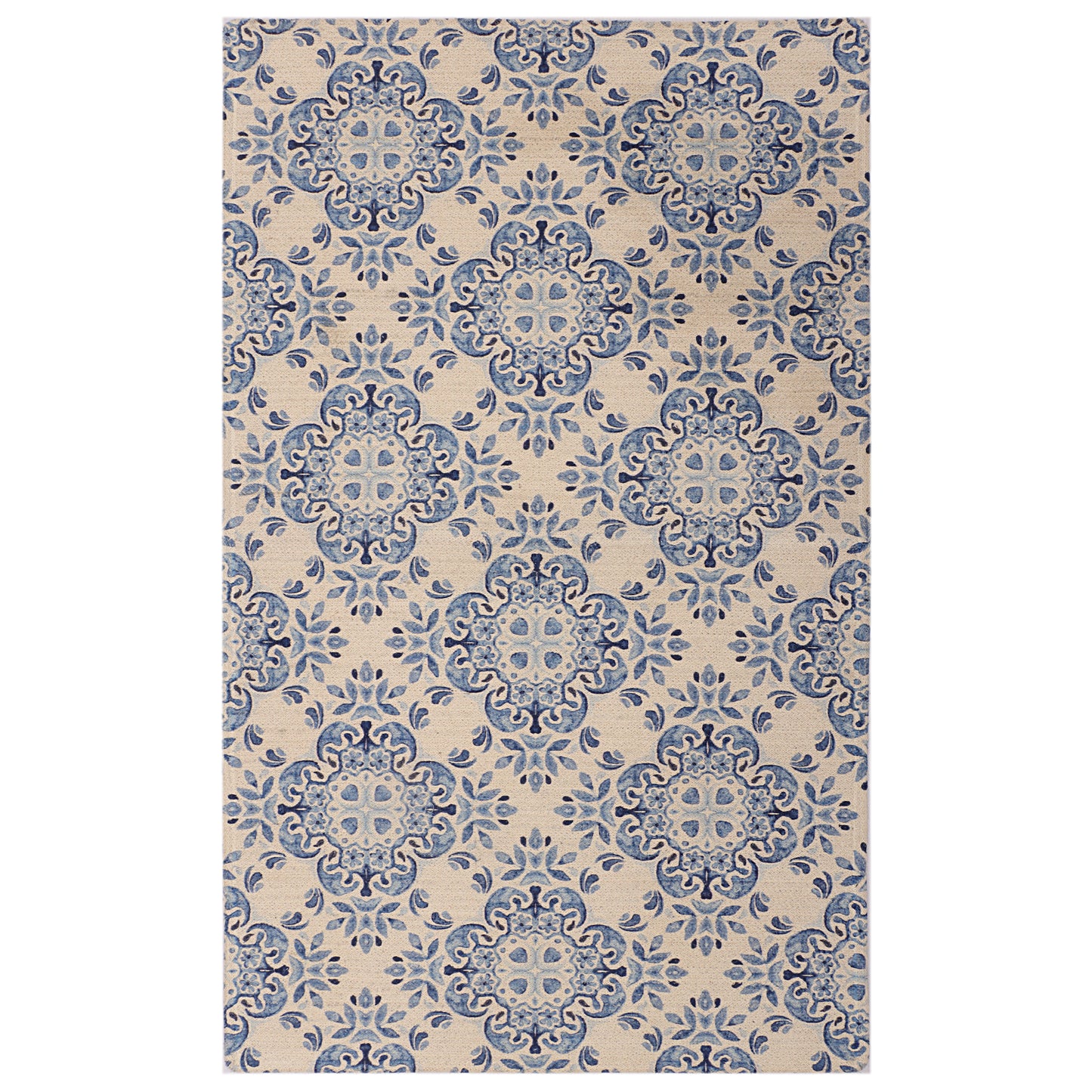 Indian Tile Bloom Dhurrie
