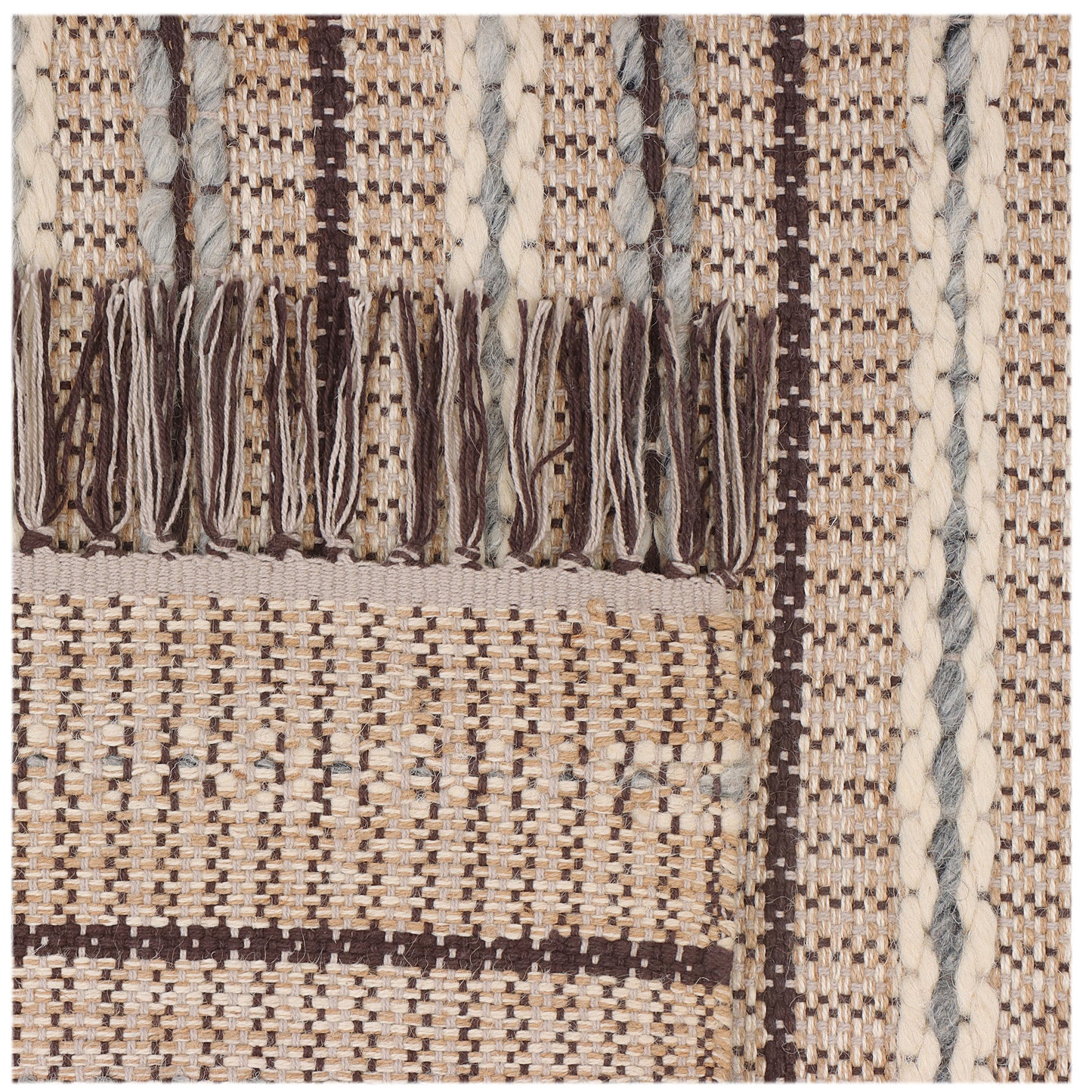 Hand Woven Cotton/Wool/Jute Kilim Rug - 3'x5'