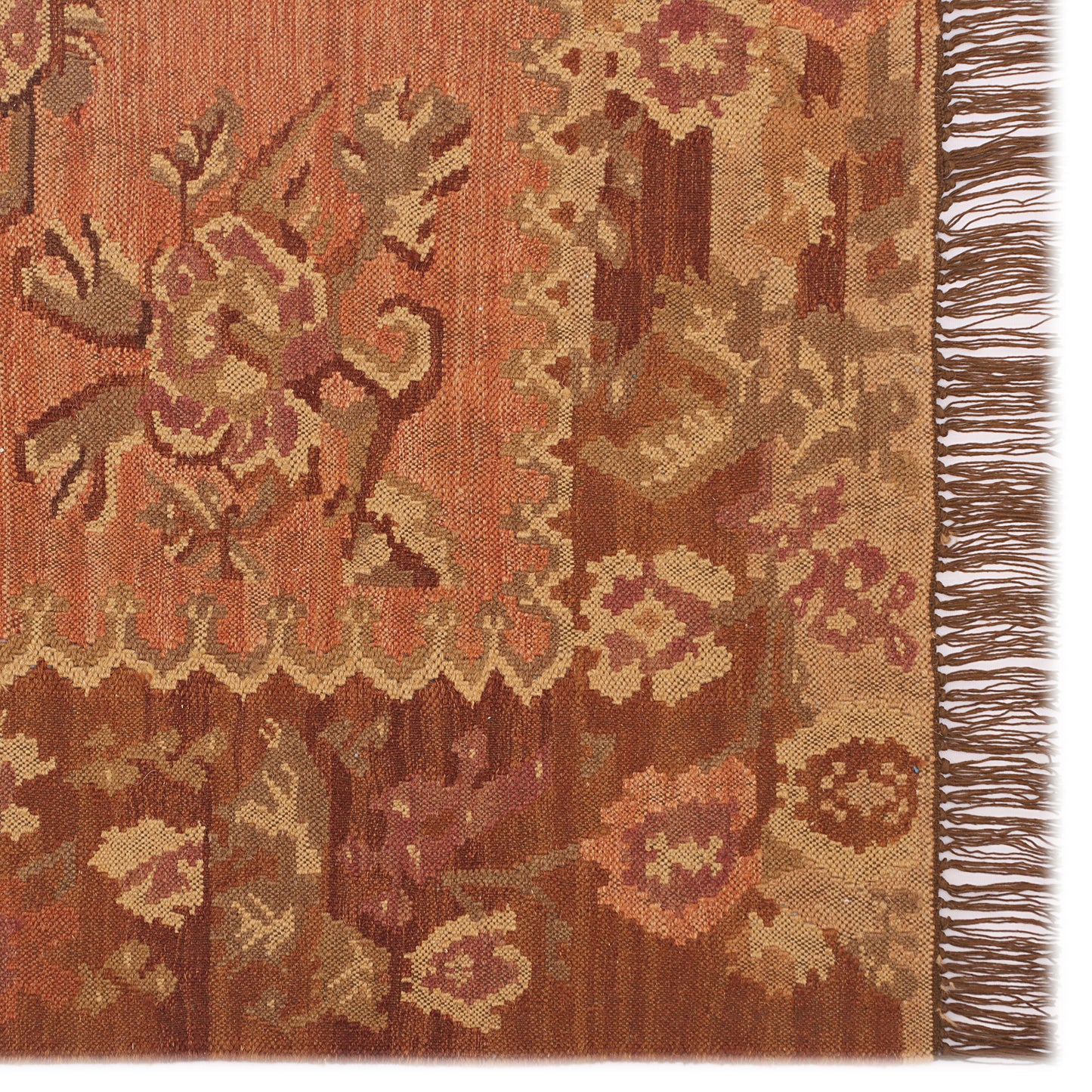 Brown Hand Woven Wool / Cotton Kilim - 5'x8'