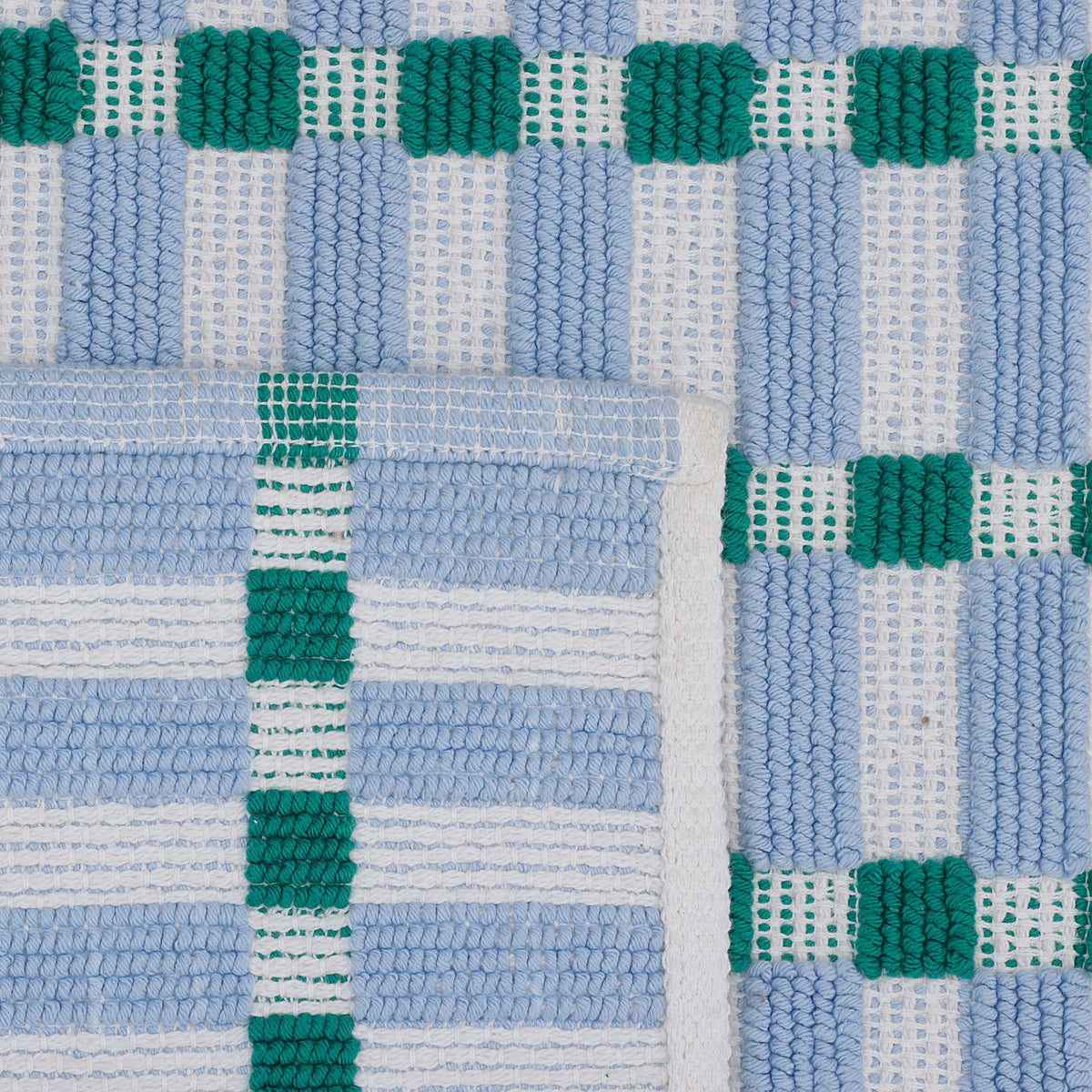 Blue and Green Cotton Bathmat