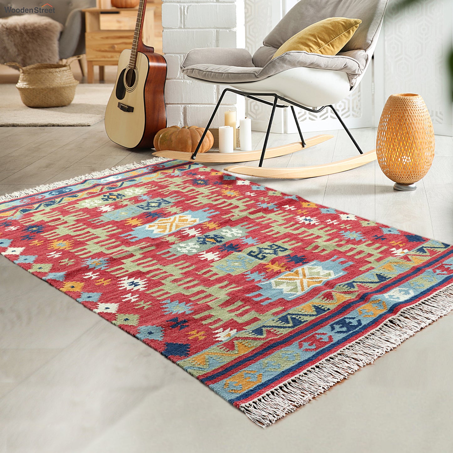Multicolor Hand Woven Kilim - 4'x6'