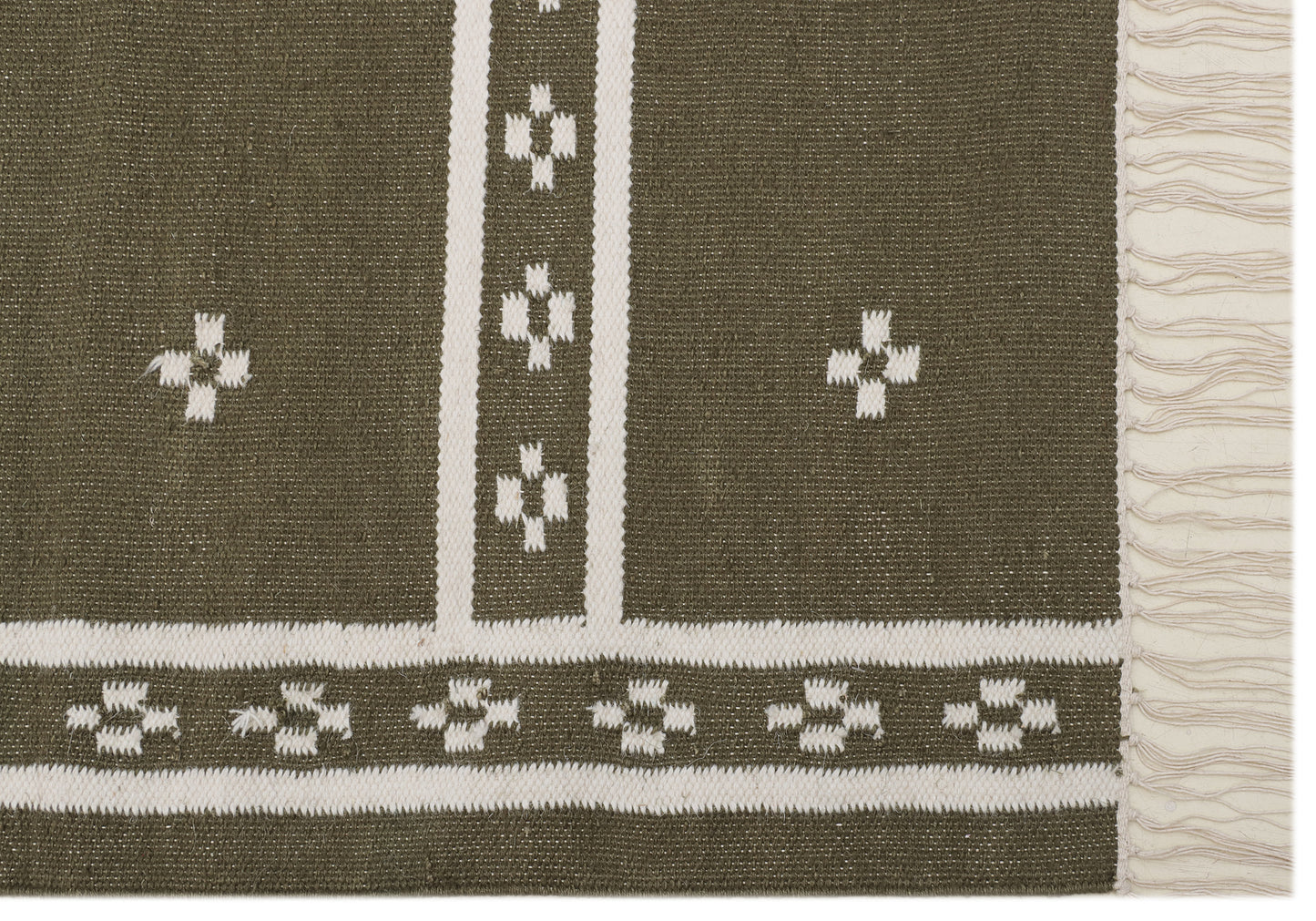 Green Hand Woven Wool Punja Kilim - 5'x8'