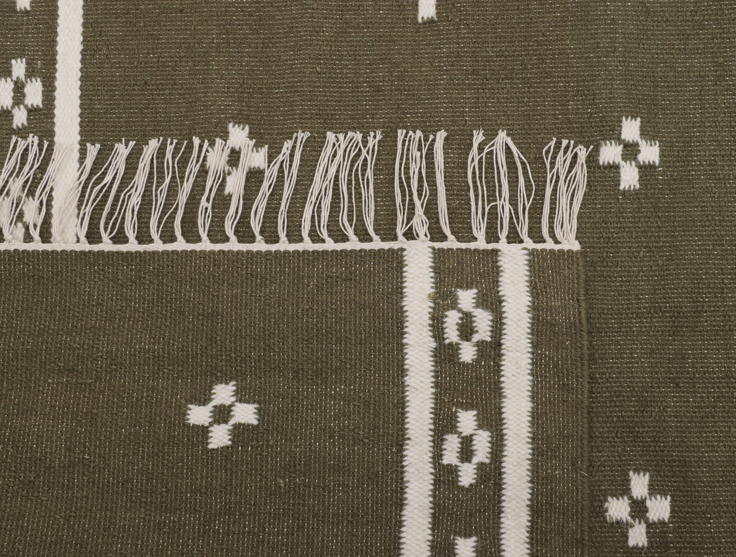 Green Hand Woven Wool Punja Kilim - 5'x8'