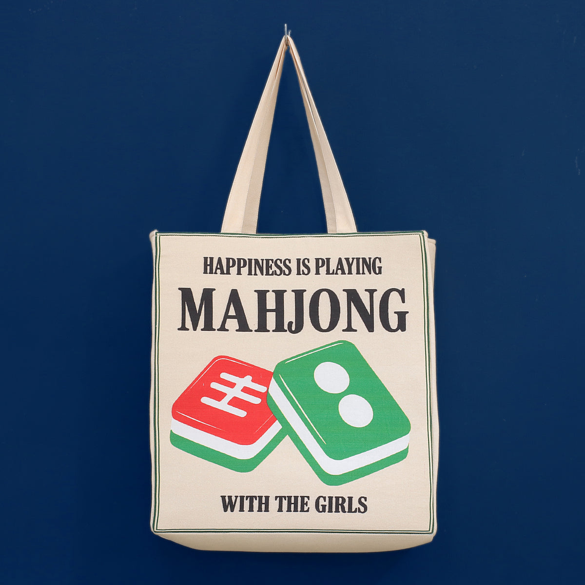 Ivory Cotton Print Mahjong Bag