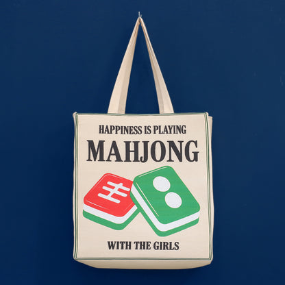 Ivory Cotton Print Mahjong Bag