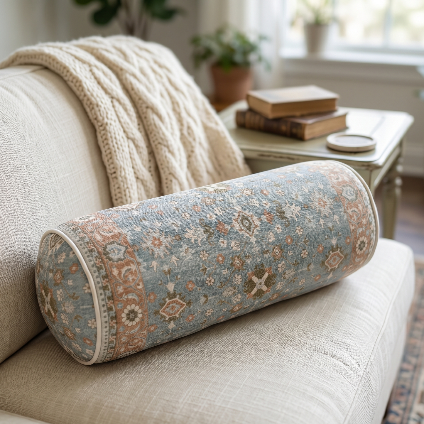 Distressed Floral Bolster