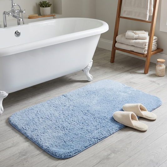 Blue Cotton Bath Mat