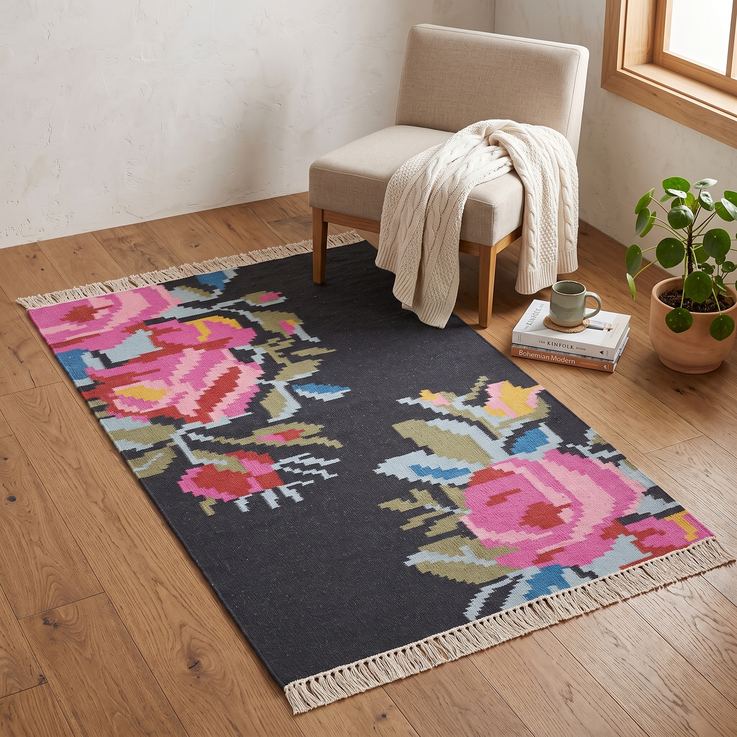 Floral Hand Woven Kilim 3'x5'