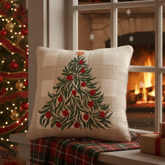 Ivory ChristmasTree Cushion Cover