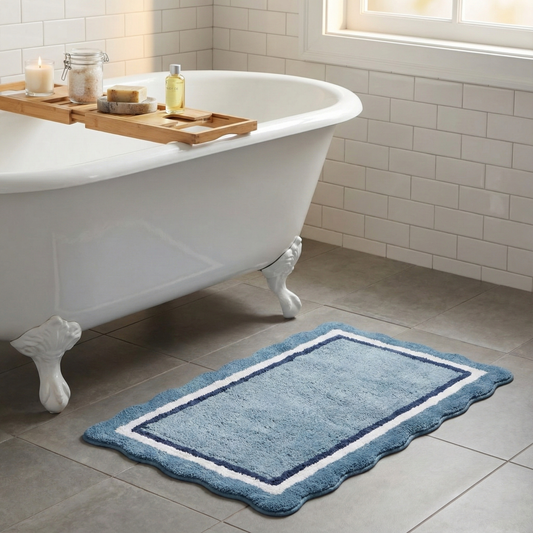 Blue Scalloped Edge Bathmat
