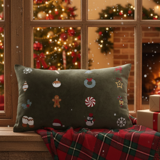 Christmas Toys Velvet Cushion Cover