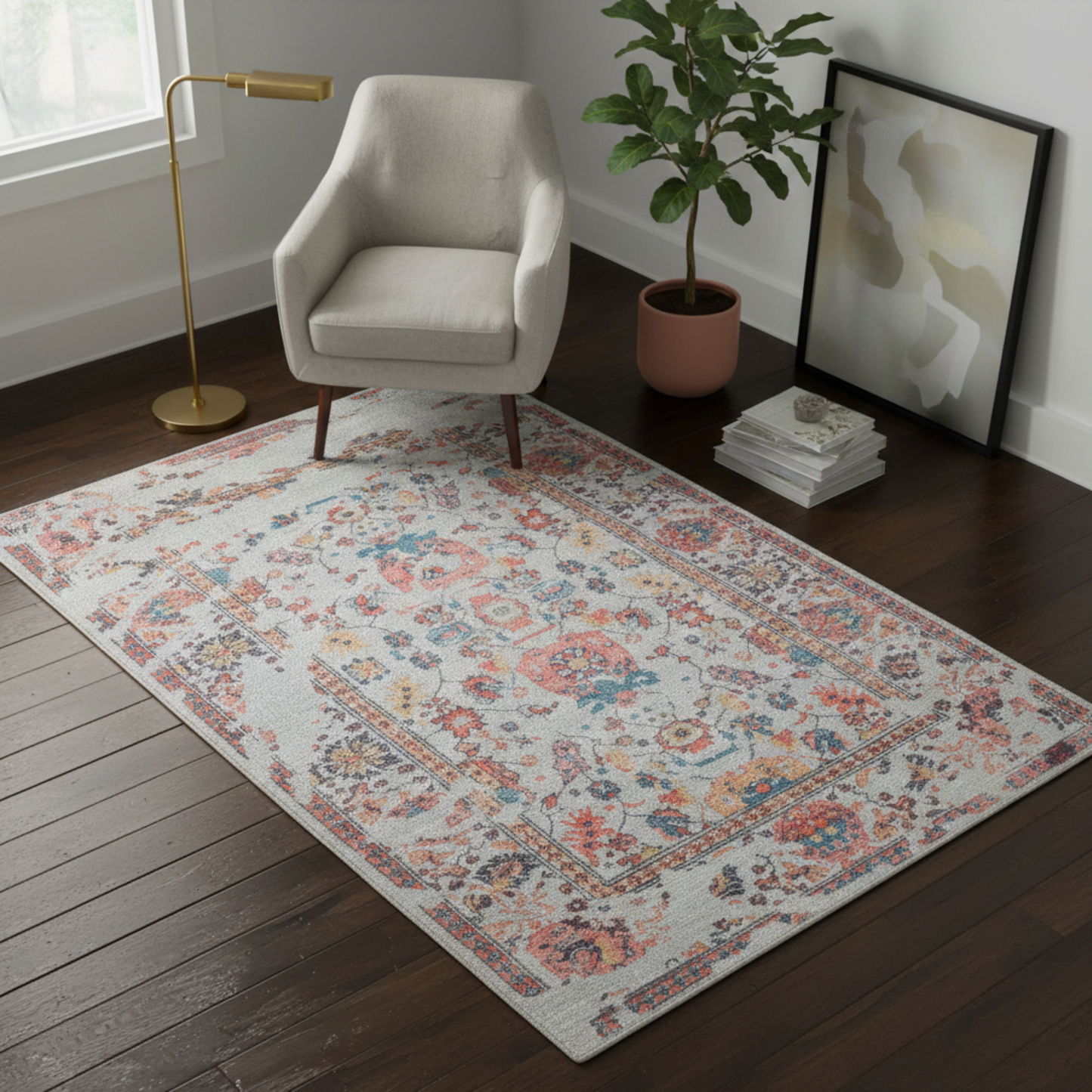 FLORAL DISTRESSED RUG