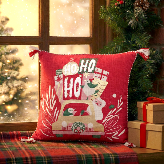 Christmas Ho Ho Foil Print Cushion Cover