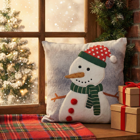 Snowman Digital Print Cushion Cover