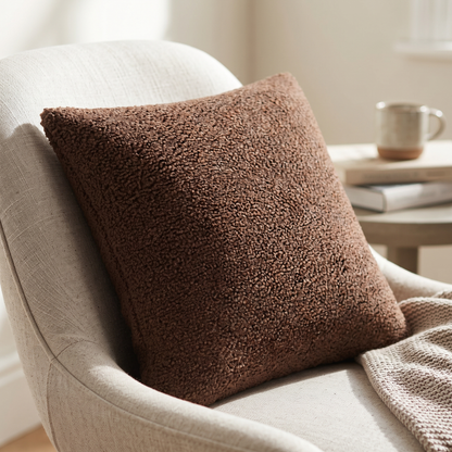 Brown Boucle Cushion Cover