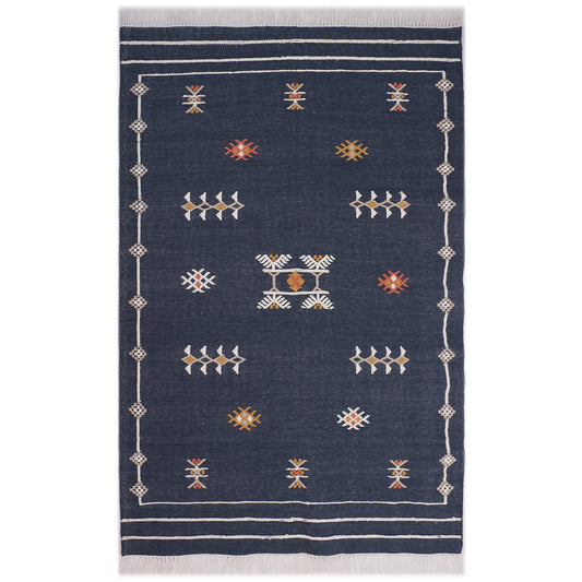 Blue Hand Woven PET Punja Kilim - 5'x8'