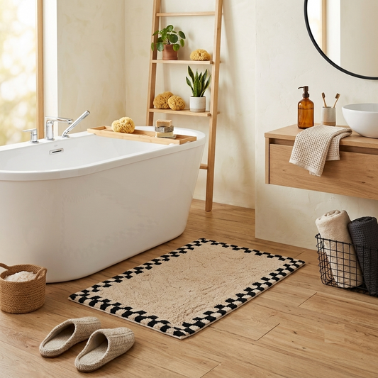 Checkboard Border Bathmat