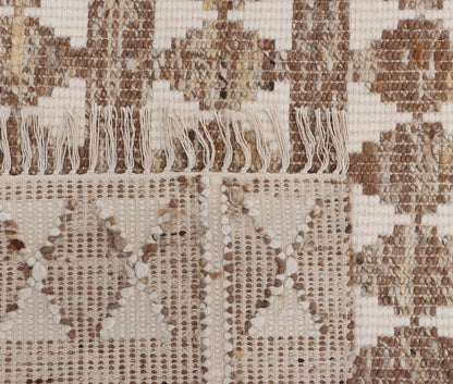 Pastel Brown & Ivory Hand Woven Pitloom Rug - 5'x8'