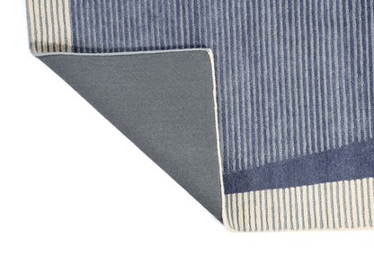 Blue and White Hand Tufted Wool Rug - 5'x8'