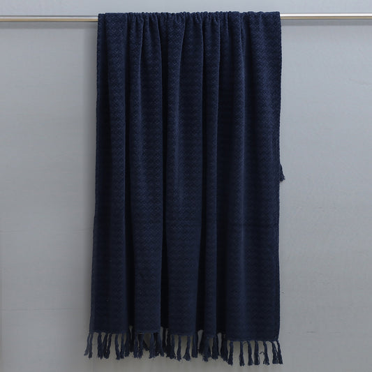 Indigo Chenille Jacquard Throw
