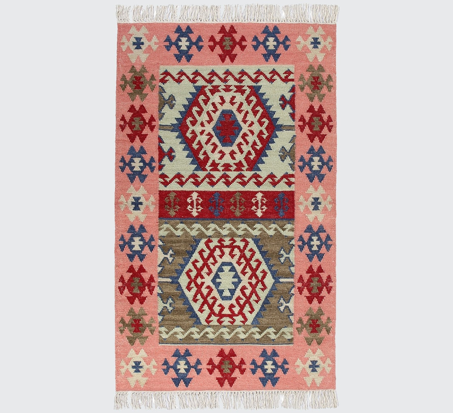 Multicolor Hand Woven Wool Punja Kilim - 3'x5'