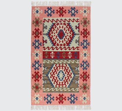 Multicolor Hand Woven Wool Punja Kilim - 3'x5'