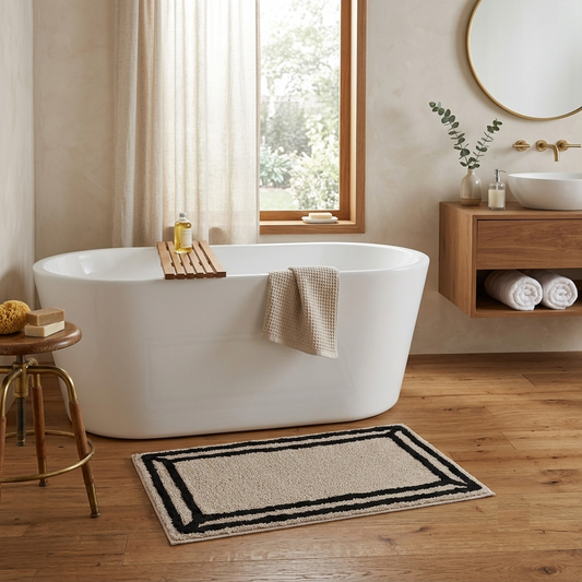 Black Framed Border Bathmat