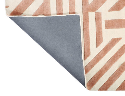 Pink and Natural Geometrical Hand Tufted Wool Rug - 5'x8'