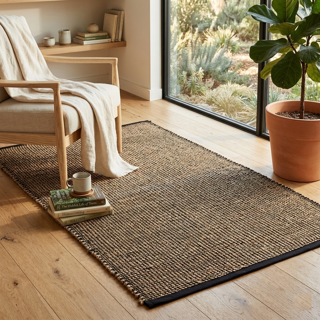 Black & Jute Hand Woven Rug