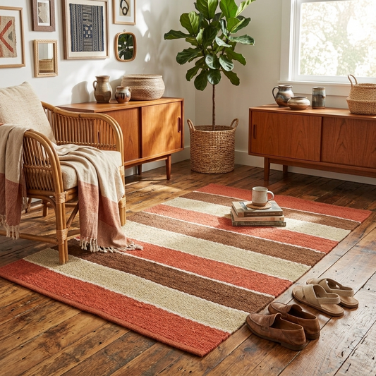 Multicolor Hand Woven Jute Rug