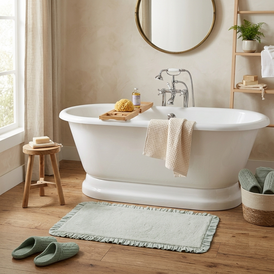 Blue Cotton Table Tufted Bathmat