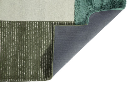 Green Hand Tufted Wool Rug - 5'x8'