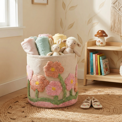 Tufted Floral Basket