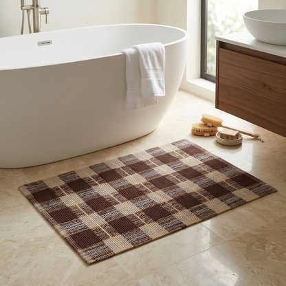 Mocha Checkered Bathmat
