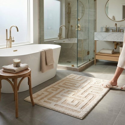 Beige Labyrinth Tufted Bathmat