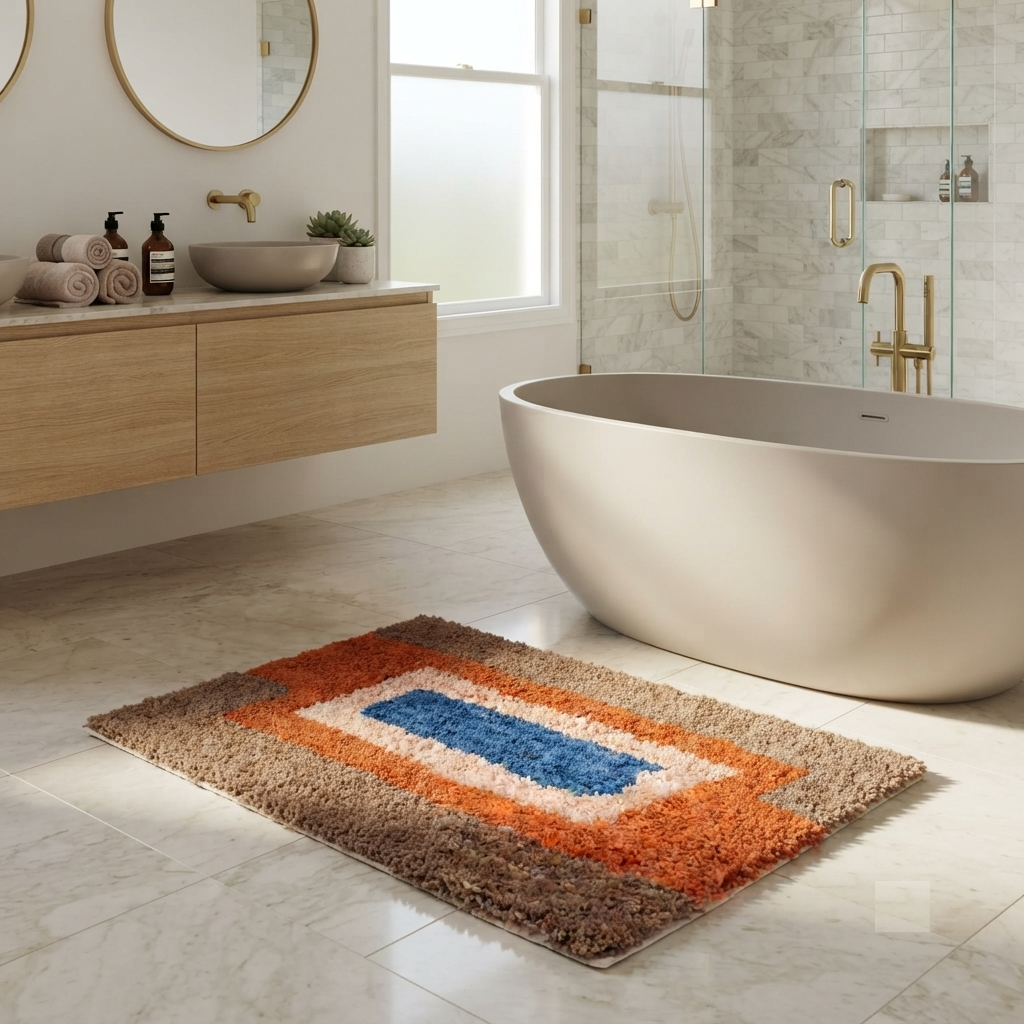 Geometric Micro-Polyester Bathmat