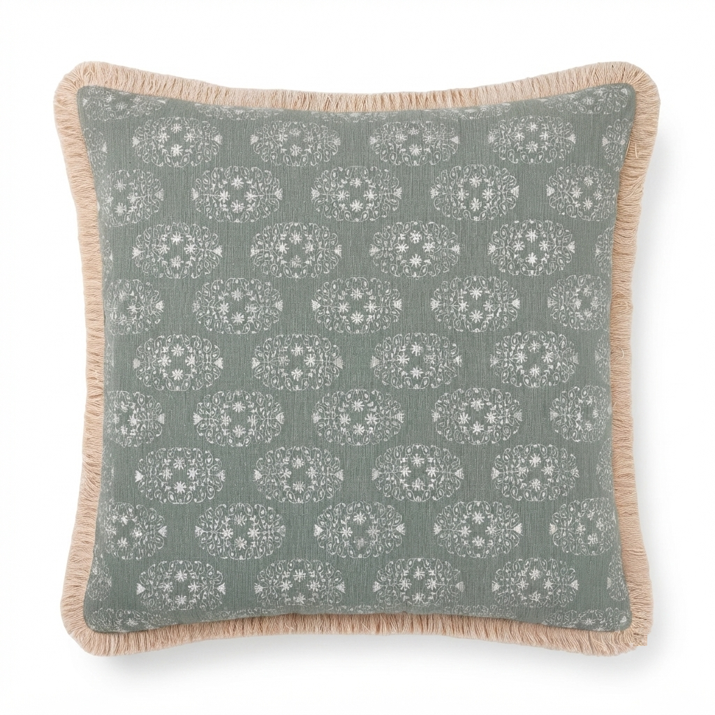 Sage Green Cotton Chenille Cushion Cover